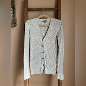Vince Gray Ribbed Button-Front Sweater